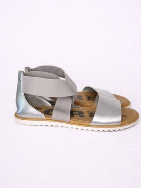 Sorel Silver Elastic Strap Sandals Comfort Flat Sandals Casual Summer Size 9